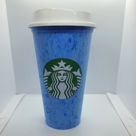 Starbucks Blue Marble Print Reusable Cup